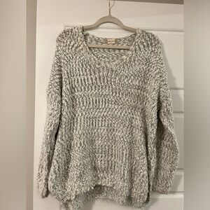 Altar’d State White and Gray Knitted Sweater Size Medium/Large